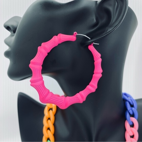 BP Hot Bamboo Joint Design Women's Hoop Earrings - Picture 1 of 7